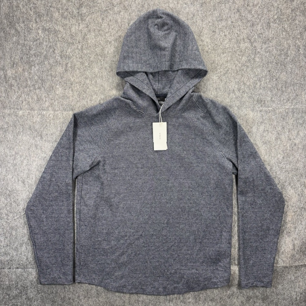 Vince Broken Twill Pullover Hoodie Sweatshirt Men's Medium Gray Soft New $198